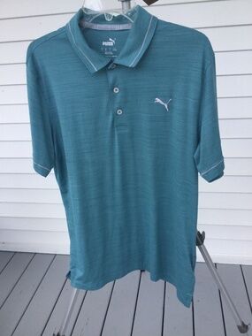 Men’s Puma Golf Shirt Aqua Green, Size Medium